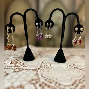 VINTAGE clip-on dangle earrings 4 pair